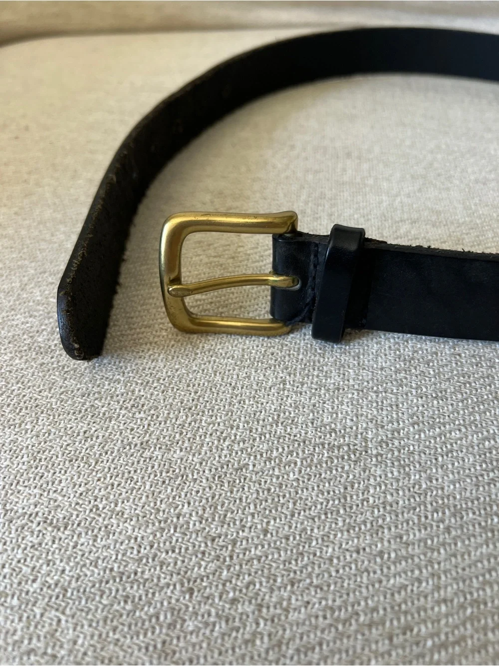 Polo Jeans Co Ralph Lauren Vintage Black Leather Belt Solid Brass Buckle S/M
